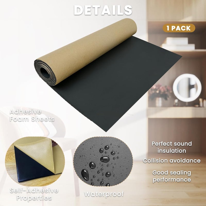IVWNNN Sponge Neoprene with Adhesive Foam Rubber Sheet 1/8” Thick X 12” Wide X 48” Long Cut to Multiple Dimensions for DIY, Gaskets, Crafts, Cosplay Soundproof Weatherproof Padding Neoprene Fabric - Image 4
